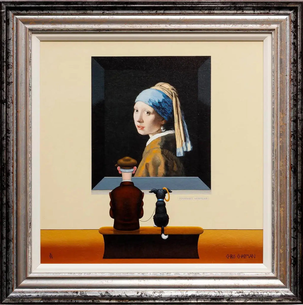 Dog With a Frisbee Earring - SOLD by artist Chris Chapman - Wyecliffe Galleries