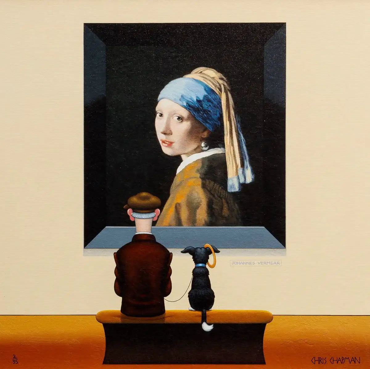 Dog With a Frisbee Earring - SOLD by artist Chris Chapman - Wyecliffe Galleries