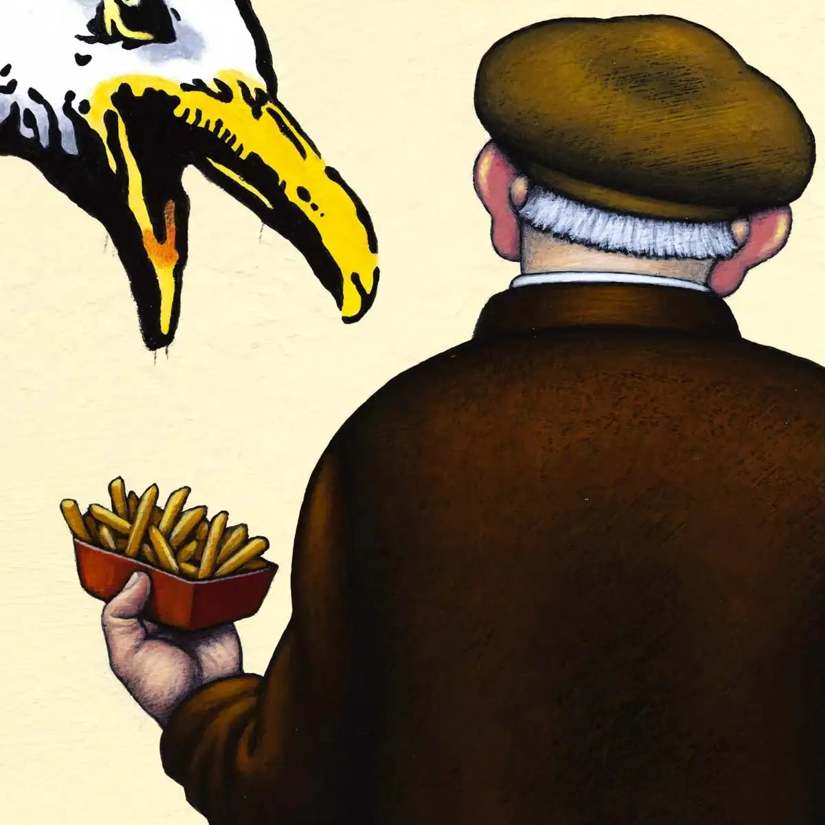 Feathers and Fries - Original - SOLD by artist Chris Chapman - Wyecliffe Galleries