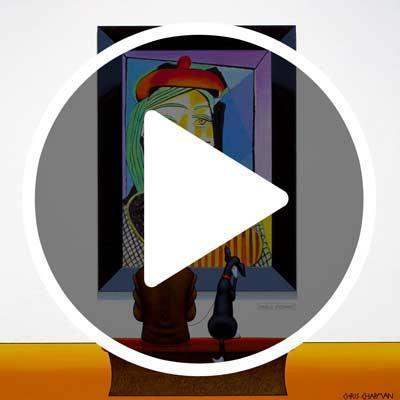 Pablo Puzzling - Original - SOLD by artist Chris Chapman - Wyecliffe Galleries