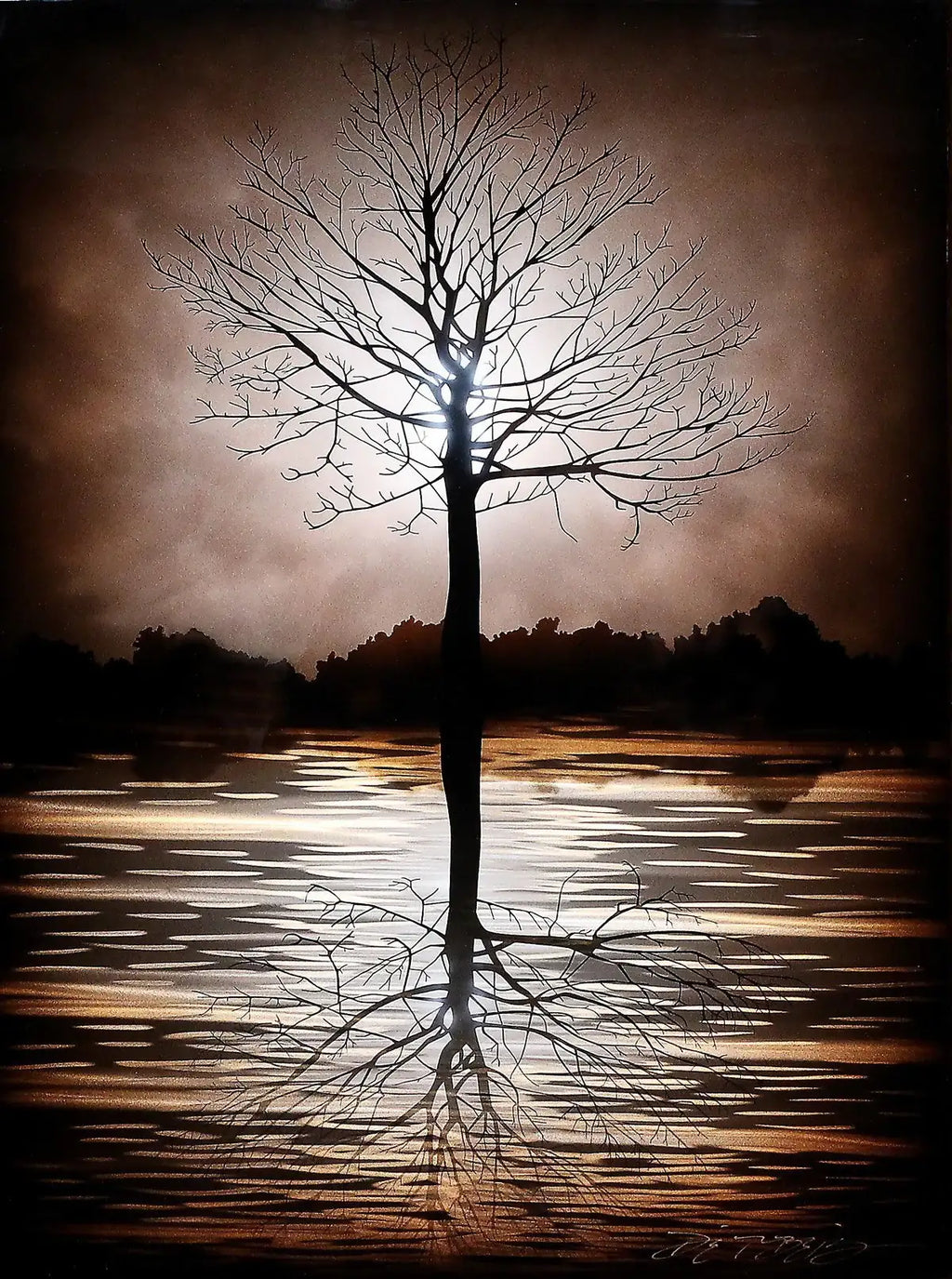 Evening Tree - SOLD by artist Chris DeRubeis - Wyecliffe Galleries