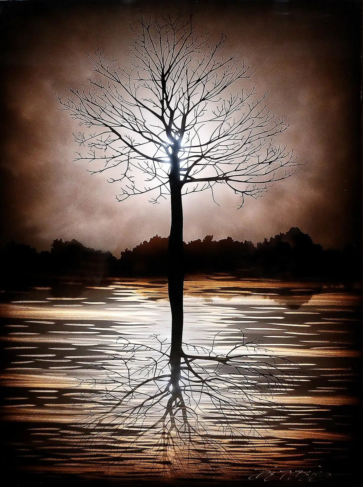 Evening Tree - SOLD by artist Chris DeRubeis - Wyecliffe Galleries