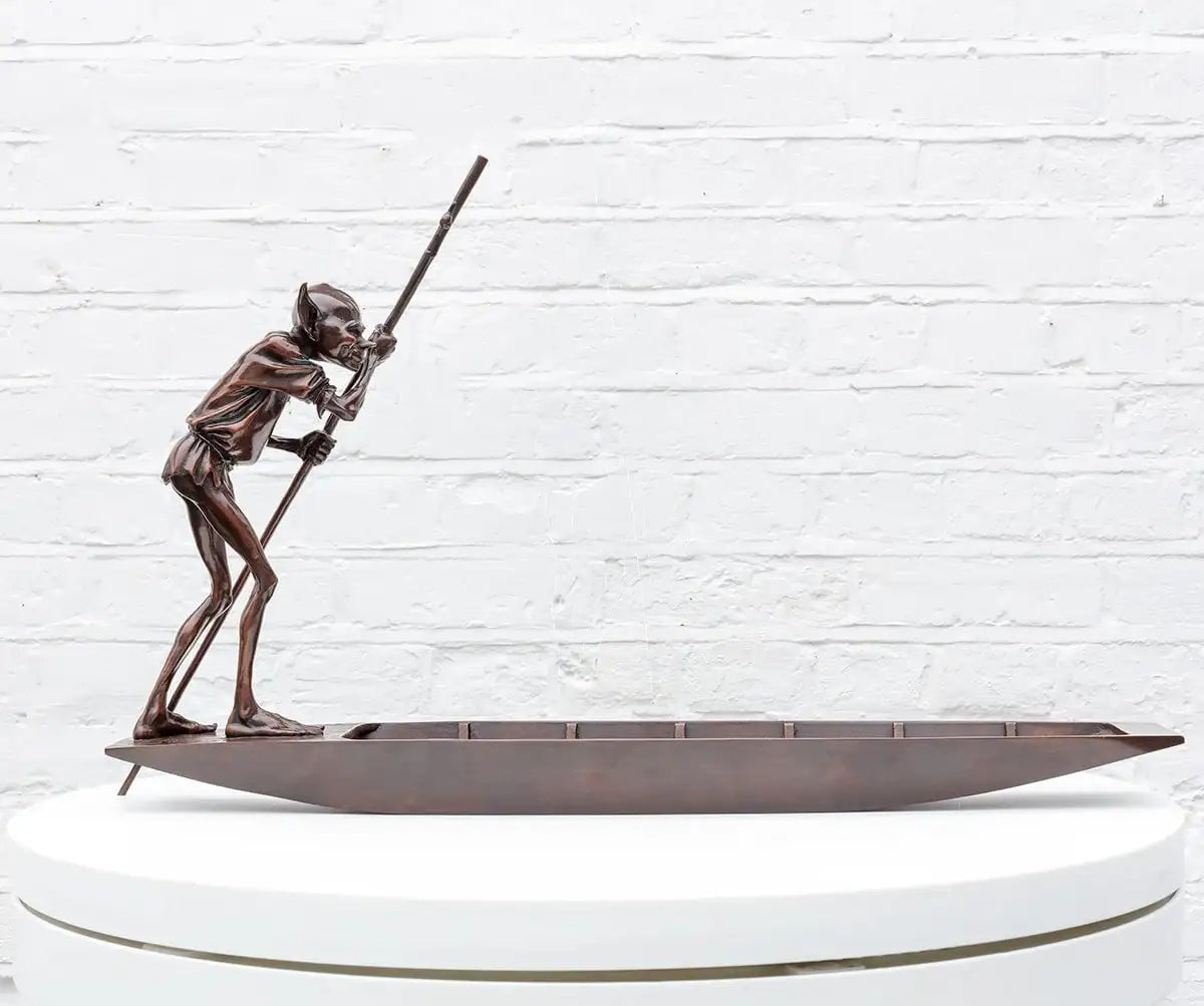 Ferryman - Bronze Sculpture (Miniature) - Edition by artist David Goode - Wyecliffe Galleries