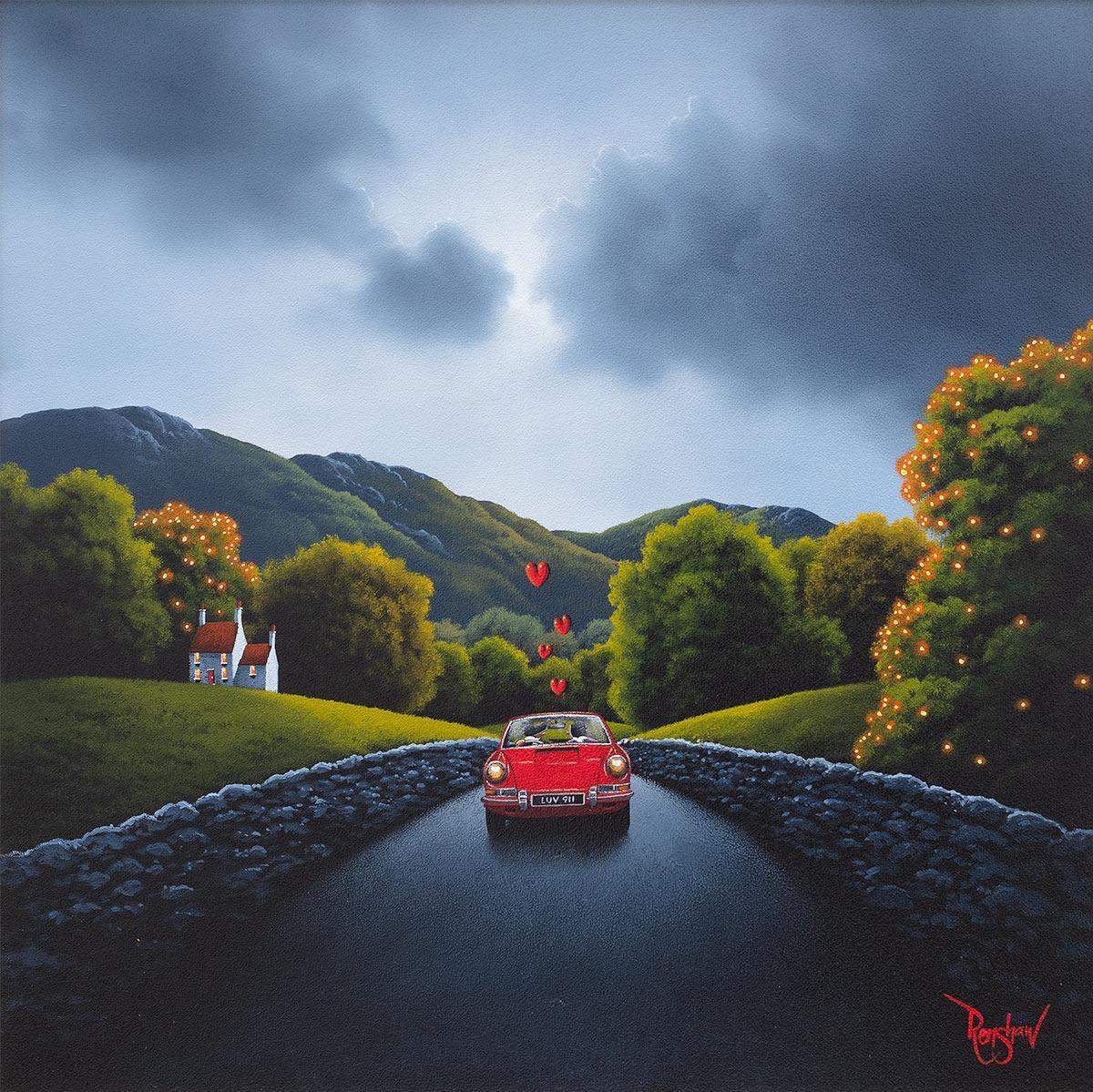 A Little Red Coupe - Original - SOLD by artist David Renshaw - Wyecliffe Galleries