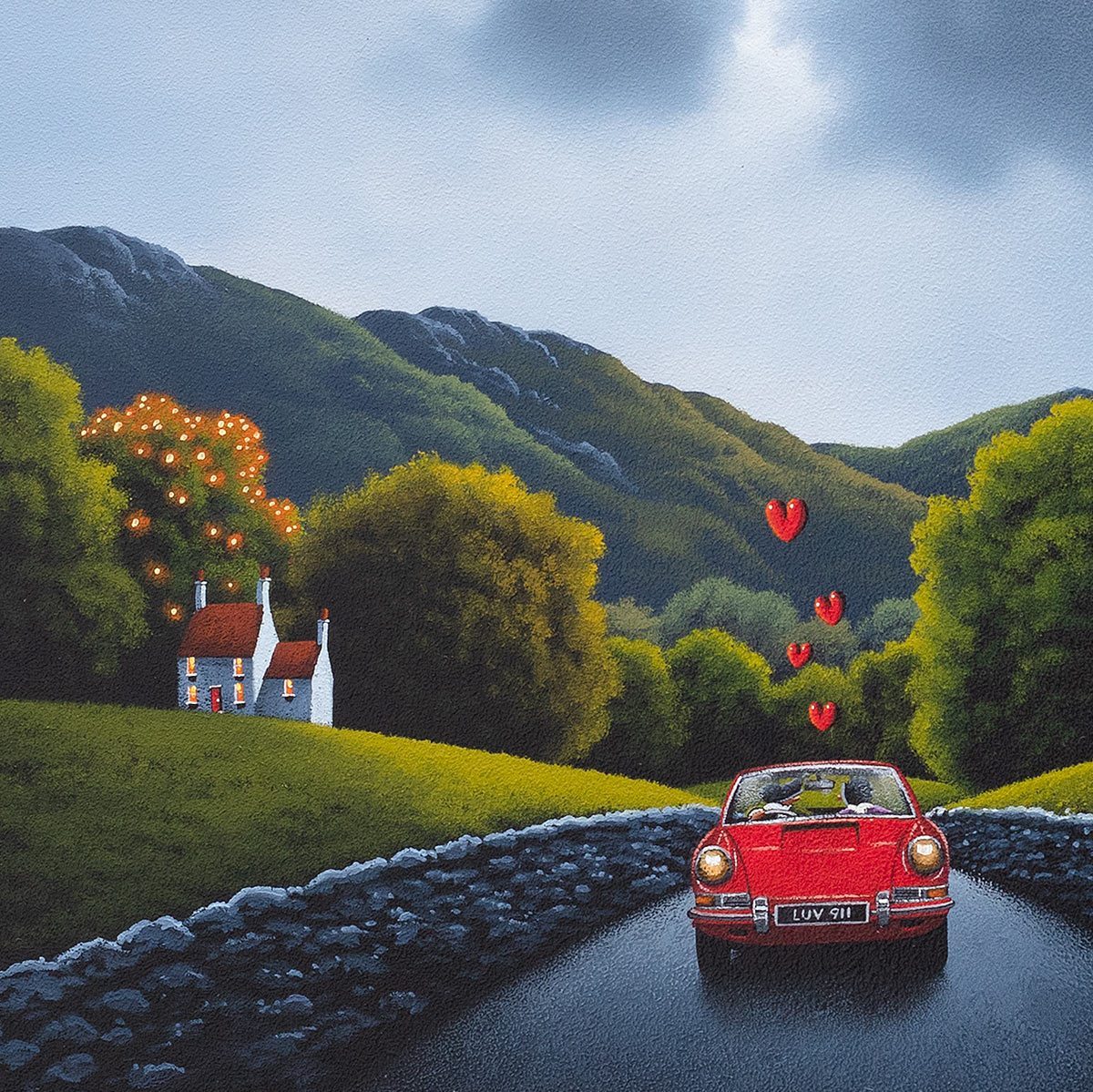 A Little Red Coupe David Renshaw Framed