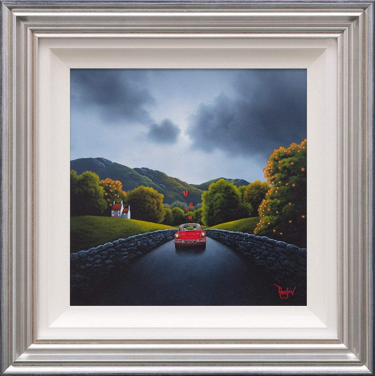 A Little Red Coupe - Original - SOLD by artist David Renshaw - Wyecliffe Galleries