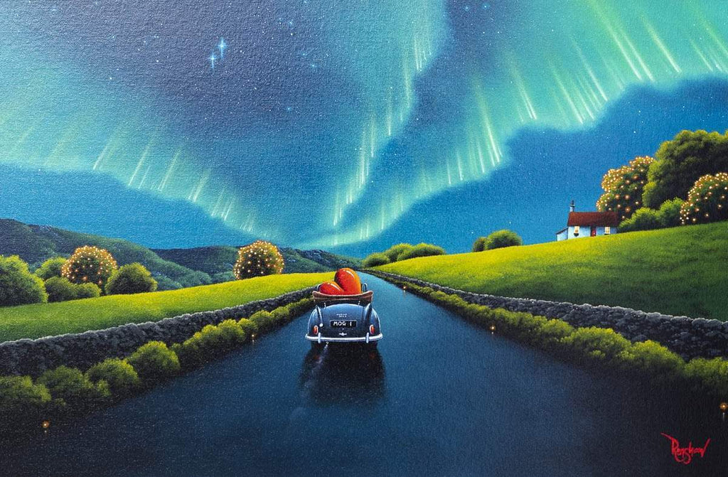 Beneath the Northern Lights - Original - SOLD by artist David Renshaw - Wyecliffe Galleries