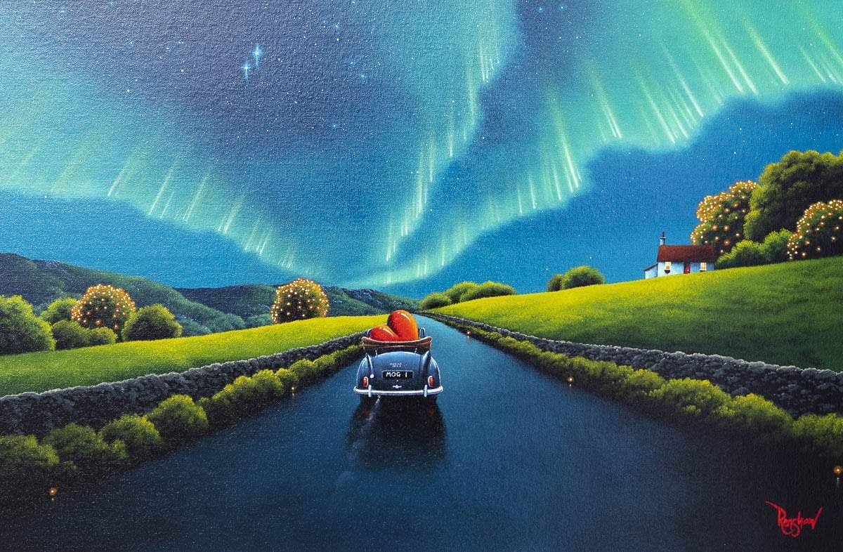 Beneath the Northern Lights - Original - SOLD by artist David Renshaw - Wyecliffe Galleries