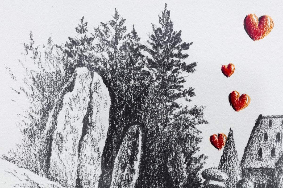 Broomstick Training - Original Sketch - SOLD by artist David Renshaw - Wyecliffe Galleries