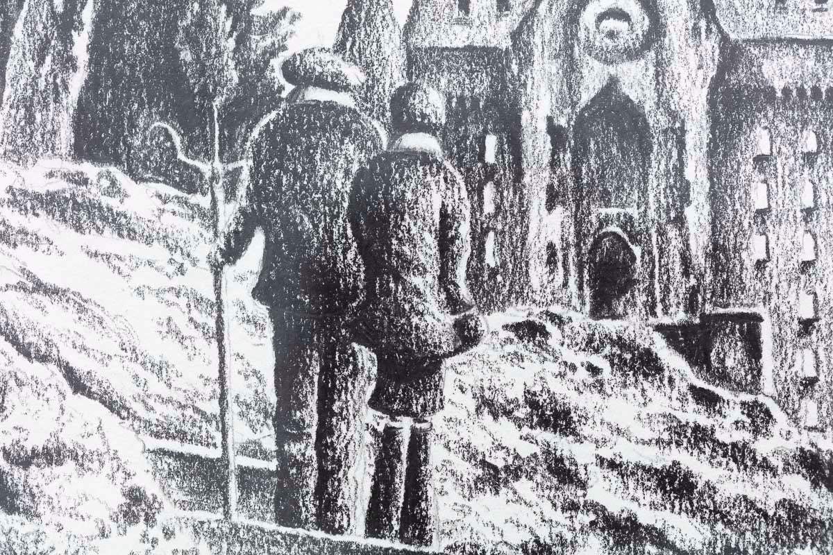 Broomstick Training - Original Sketch - SOLD by artist David Renshaw - Wyecliffe Galleries