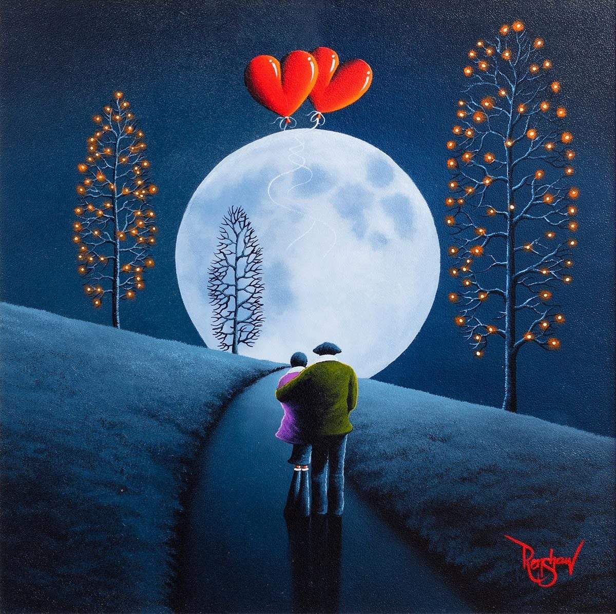 By Pale Moonlight - Original - SOLD by artist David Renshaw - Wyecliffe Galleries