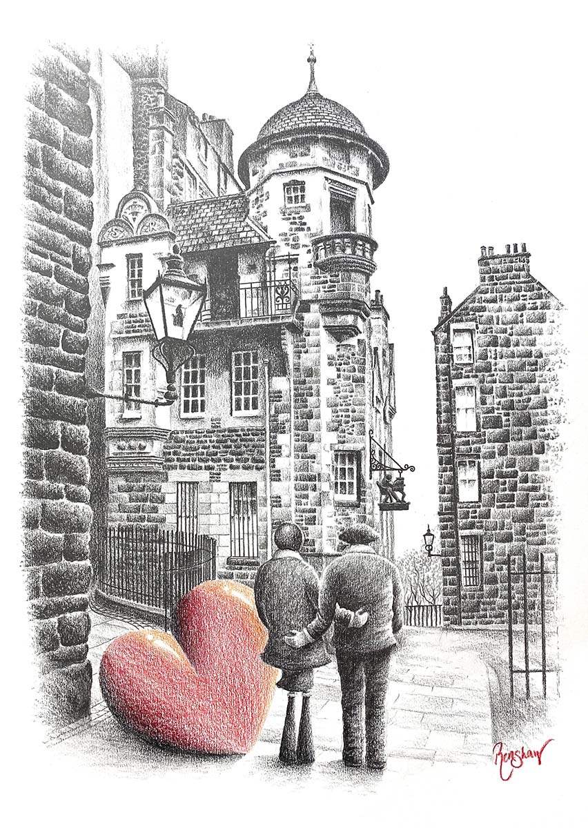 Celebrating Hogmanay Together Sketch - Original - SOLD by artist David Renshaw - Wyecliffe Galleries