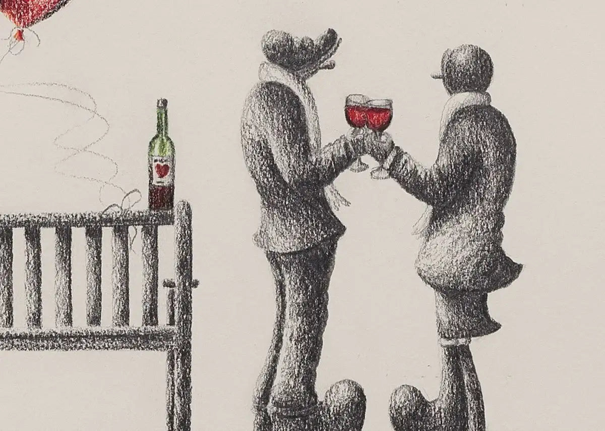 Cheers To Us - Original Pencil Sketch - SOLD by artist David Renshaw - Wyecliffe Galleries