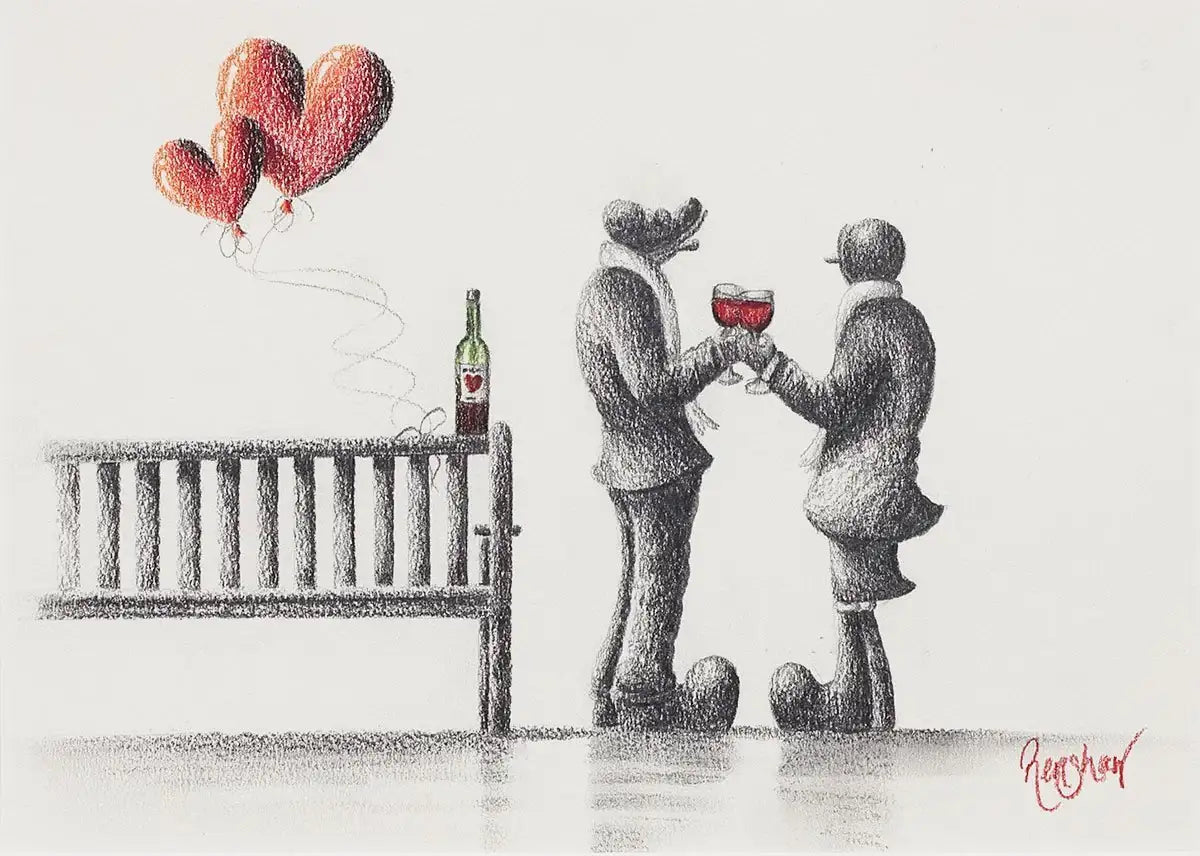 Cheers To Us - Original Pencil Sketch - SOLD by artist David Renshaw - Wyecliffe Galleries