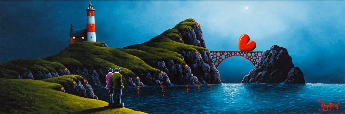 Clifftop Romance - Original SOLD by artist David Renshaw - Wyecliffe Galleries