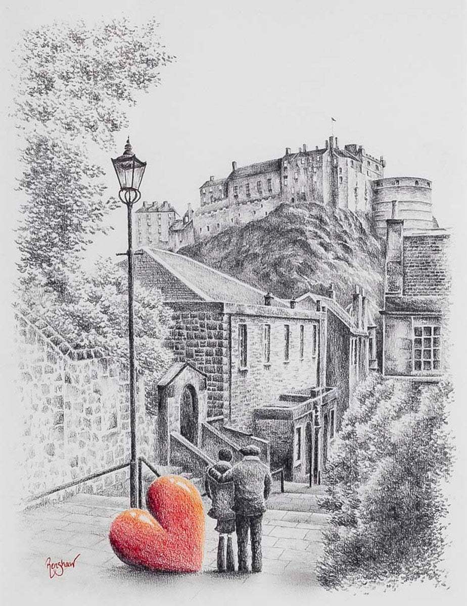 Edinburgh Memories - Original Sketch - SOLD by artist David Renshaw - Wyecliffe Galleries