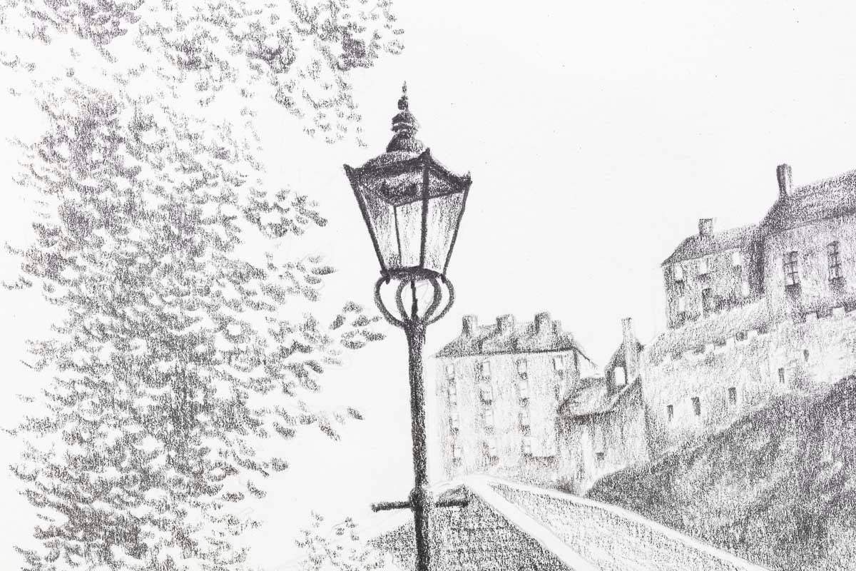 Edinburgh Memories - Original Sketch - SOLD by artist David Renshaw - Wyecliffe Galleries