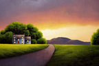 Evening Stroll - Original - SOLD by artist David Renshaw - Wyecliffe Galleries