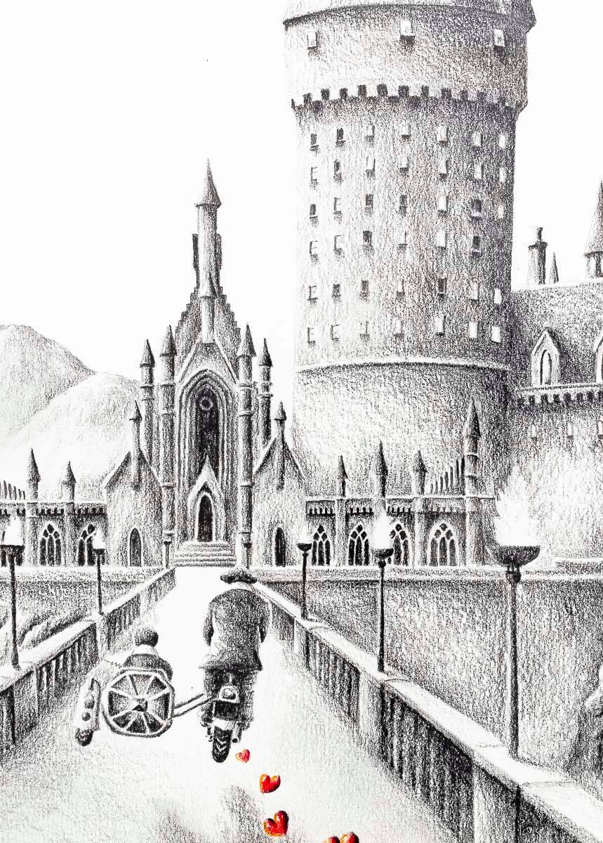 Follow The Magic Home - Original Sketch - SOLD by artist David Renshaw - Wyecliffe Galleries