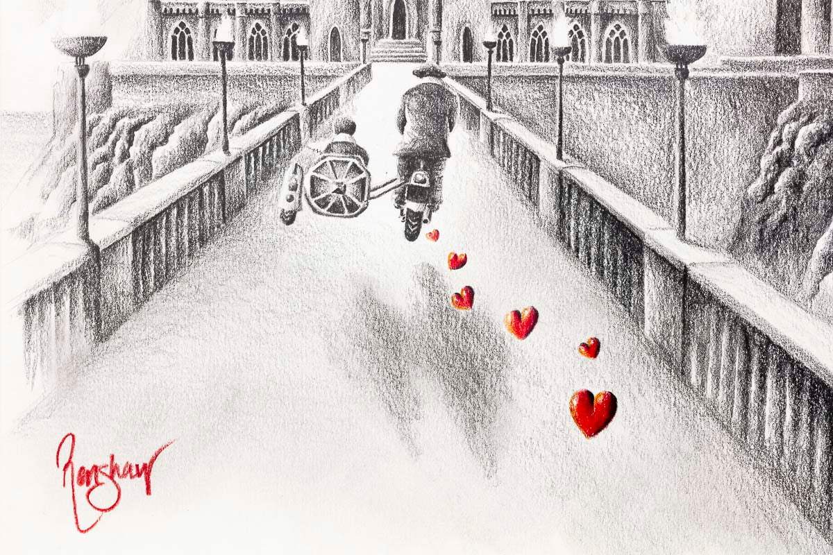 Follow The Magic Home - Original Sketch - SOLD by artist David Renshaw - Wyecliffe Galleries