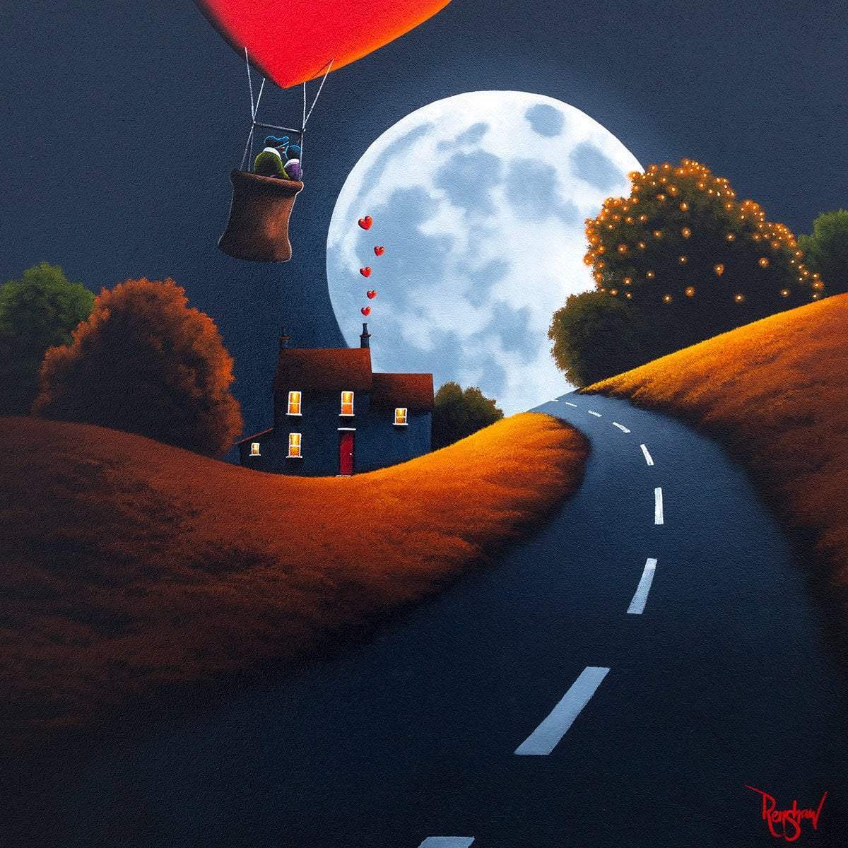 Heading to the Moon - Original - SOLD by artist David Renshaw - Wyecliffe Galleries