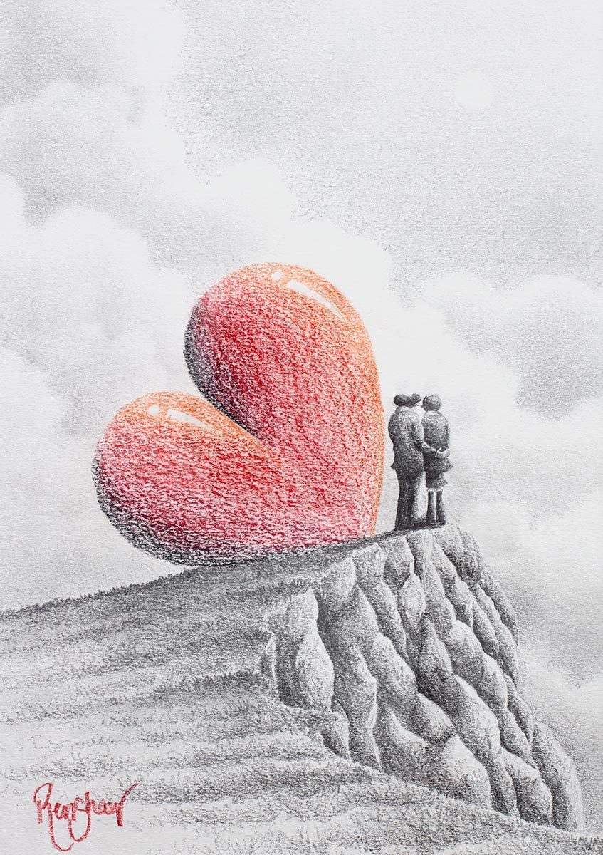 Heads In The Clouds - Original Sketch - SOLD by artist David Renshaw - Wyecliffe Galleries