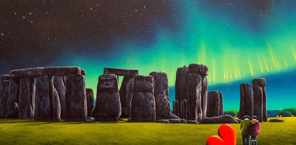Lights Above Stonehenge - Original - SOLD by artist David Renshaw - Wyecliffe Galleries