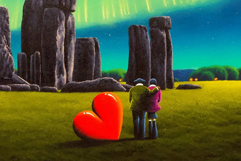 Lights Above Stonehenge - Original - SOLD by artist David Renshaw - Wyecliffe Galleries