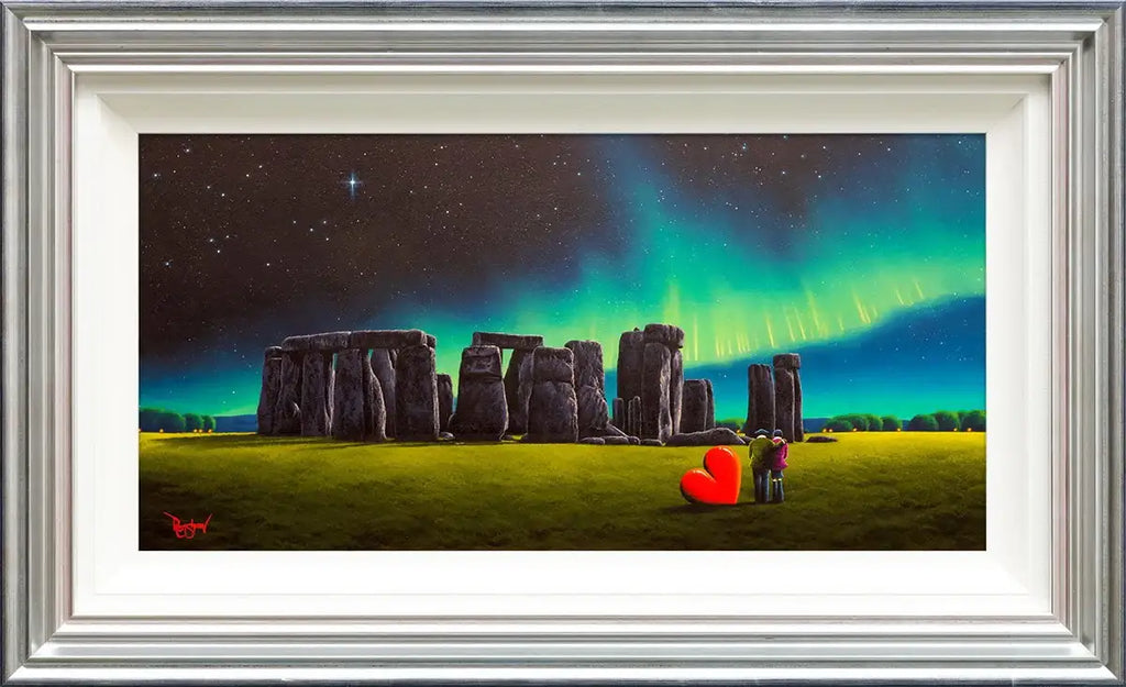 Lights Above Stonehenge - Original - SOLD by artist David Renshaw - Wyecliffe Galleries