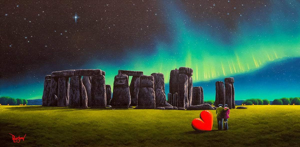 Lights Above Stonehenge - Original - SOLD by artist David Renshaw - Wyecliffe Galleries