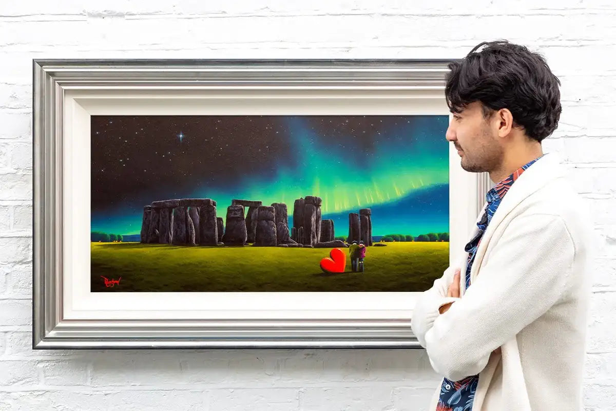 Lights Above Stonehenge - Original - SOLD by artist David Renshaw - Wyecliffe Galleries
