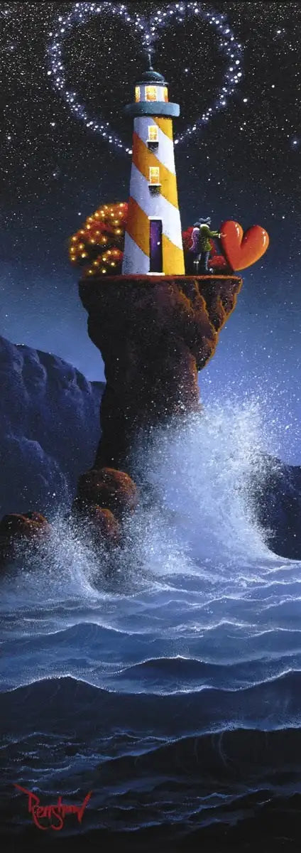 Love at the Lighthouse - SOLD by artist David Renshaw - Wyecliffe Galleries