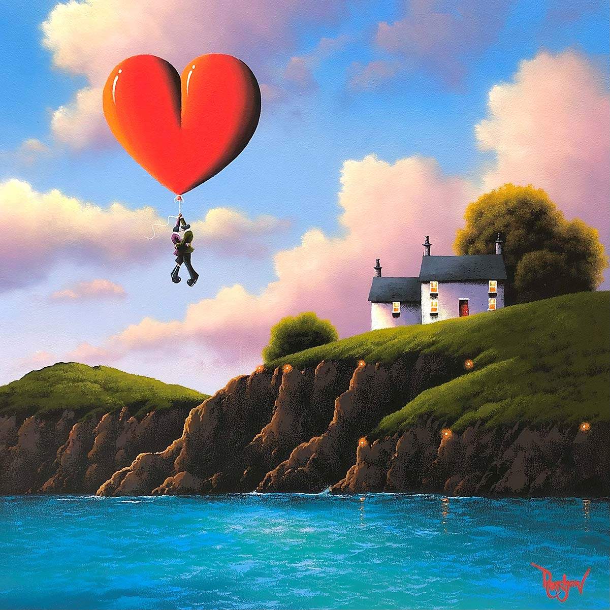 Love at Water's Edge - Original - SOLD by artist David Renshaw - Wyecliffe Galleries