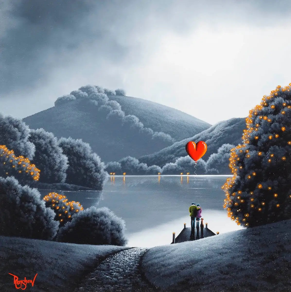 Love By The Lake - Original SOLD by artist David Renshaw - Wyecliffe Galleries