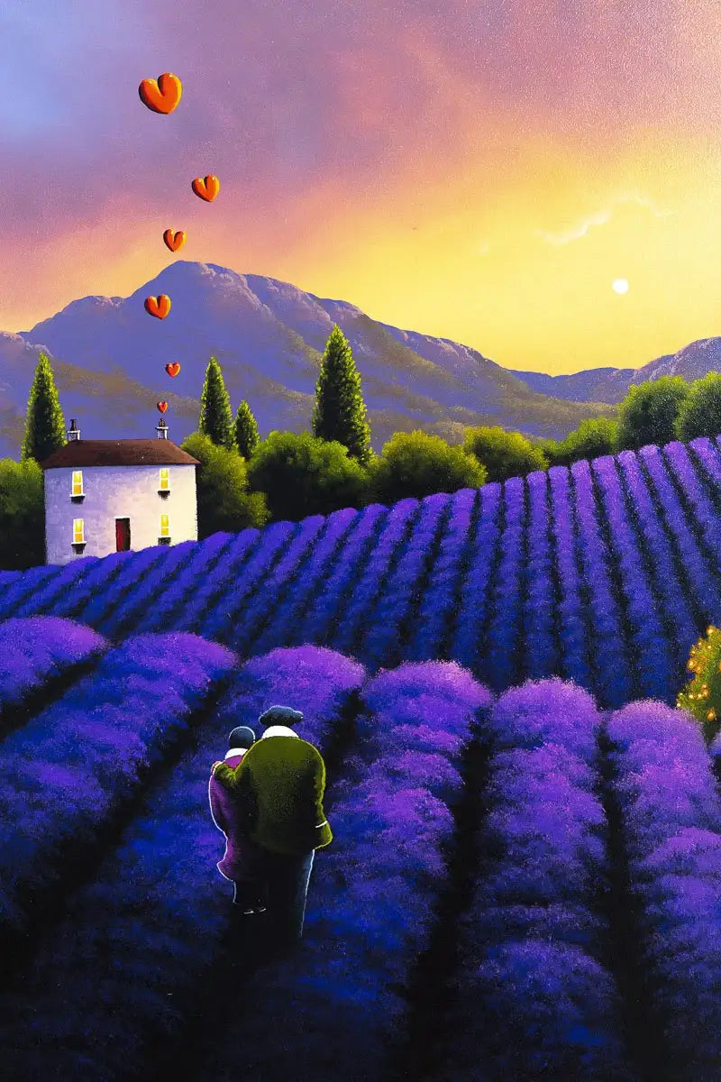 Love in the Lavender Fields - Original - SOLD by artist David Renshaw - Wyecliffe Galleries