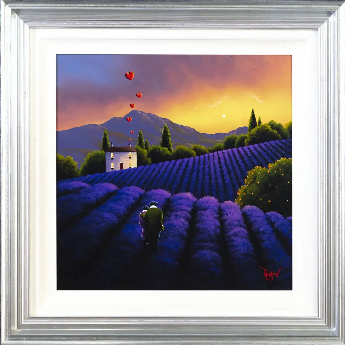 Love in the Lavender Fields - Original - SOLD by artist David Renshaw - Wyecliffe Galleries