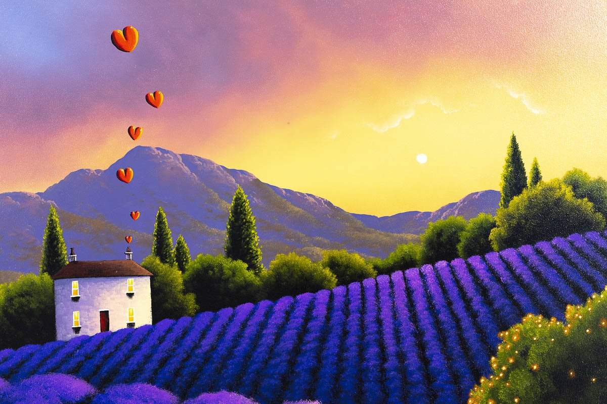 Love in the Lavender Fields - Original - SOLD by artist David Renshaw - Wyecliffe Galleries