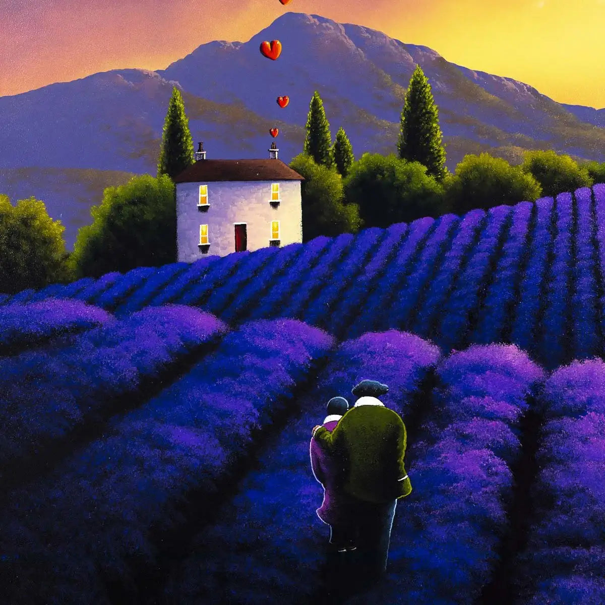 Love in the Lavender Fields - Original - SOLD by artist David Renshaw - Wyecliffe Galleries