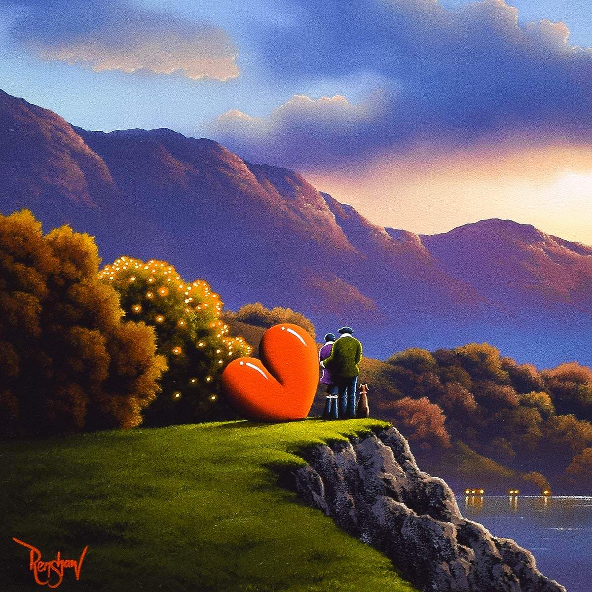 Love on the Clifftops - Original - SOLD by artist David Renshaw - Wyecliffe Galleries