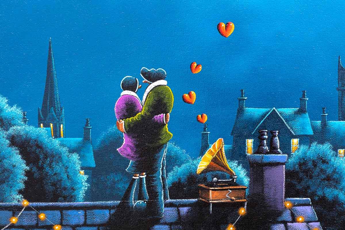 The Rooftop Rendezvous - Original - SOLD by artist David Renshaw - Wyecliffe Galleries