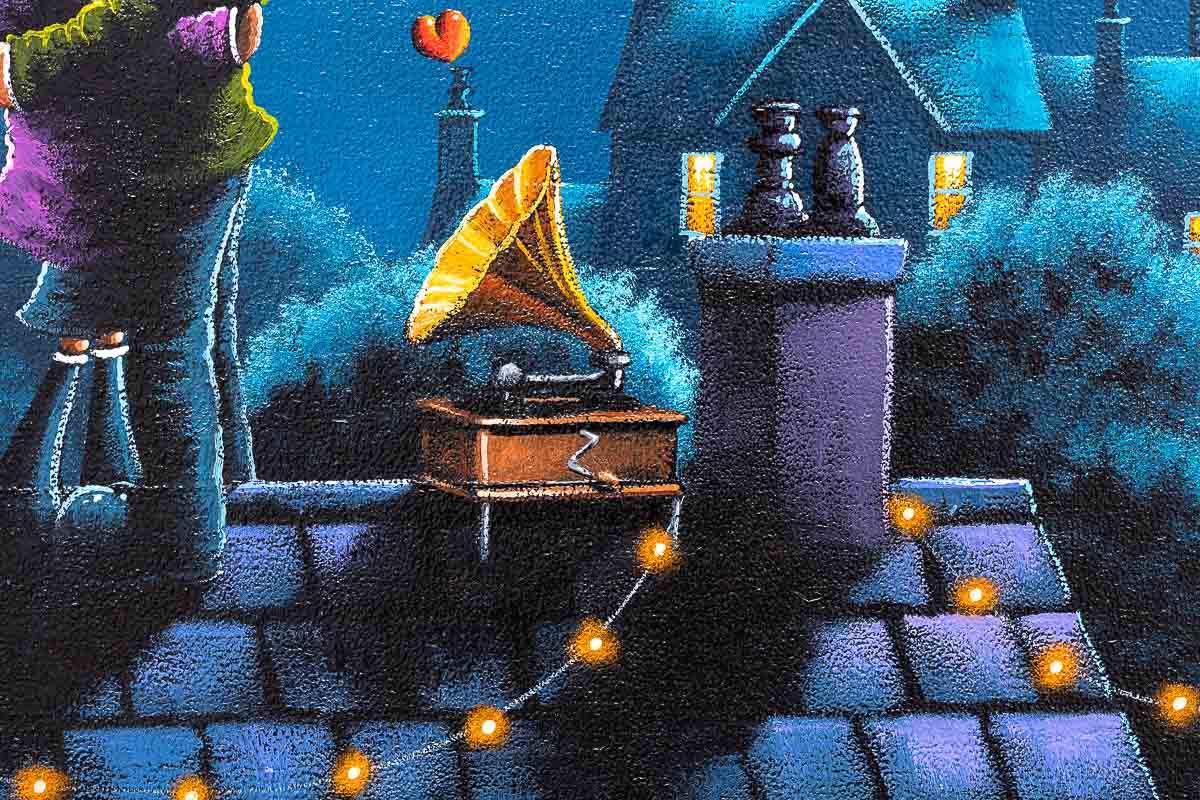 The Rooftop Rendezvous - Original - SOLD by artist David Renshaw - Wyecliffe Galleries