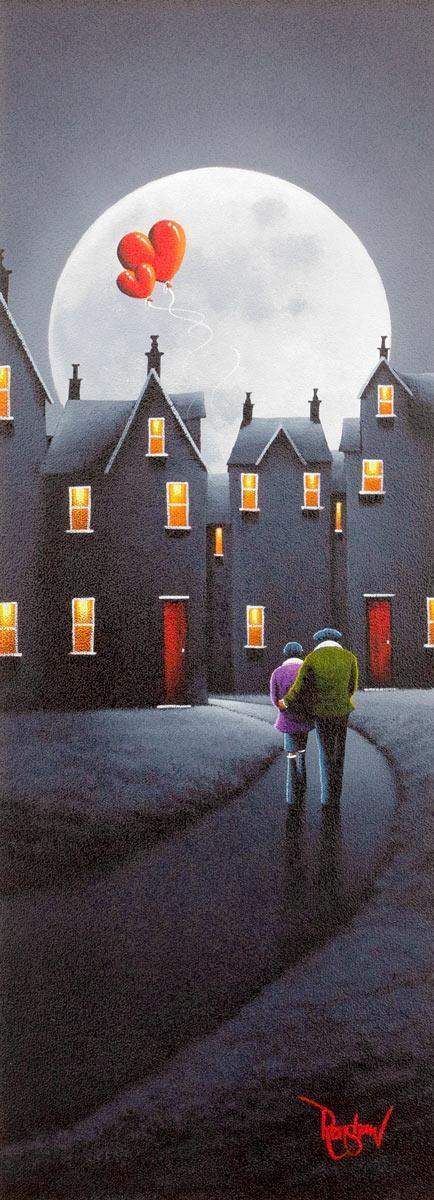 Moonlit Stroll - Original - SOLD by artist David Renshaw - Wyecliffe Galleries