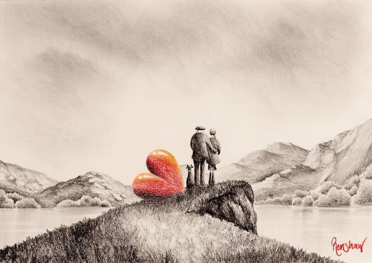 One Love - Original Pencil Sketch - SOLD by artist David Renshaw - Wyecliffe Galleries