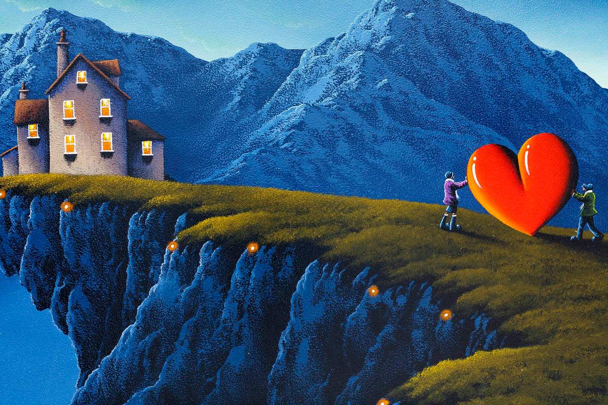 Our Love Upon The Clifftop - Original - SOLD by artist David Renshaw - Wyecliffe Galleries