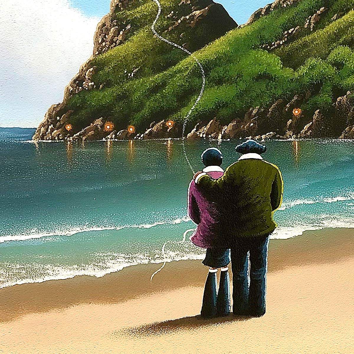 Seaside Lovers - Original - SOLD by artist David Renshaw - Wyecliffe Galleries