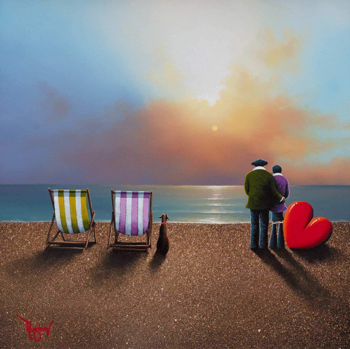 Shingle Beach - SOLD by artist David Renshaw - Wyecliffe Galleries