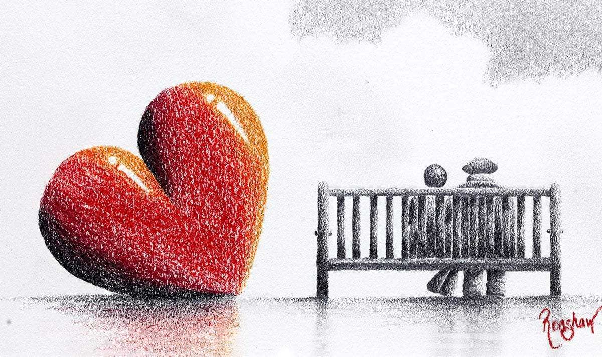 Sitting with You - Sketch - SOLD by artist David Renshaw - Wyecliffe Galleries