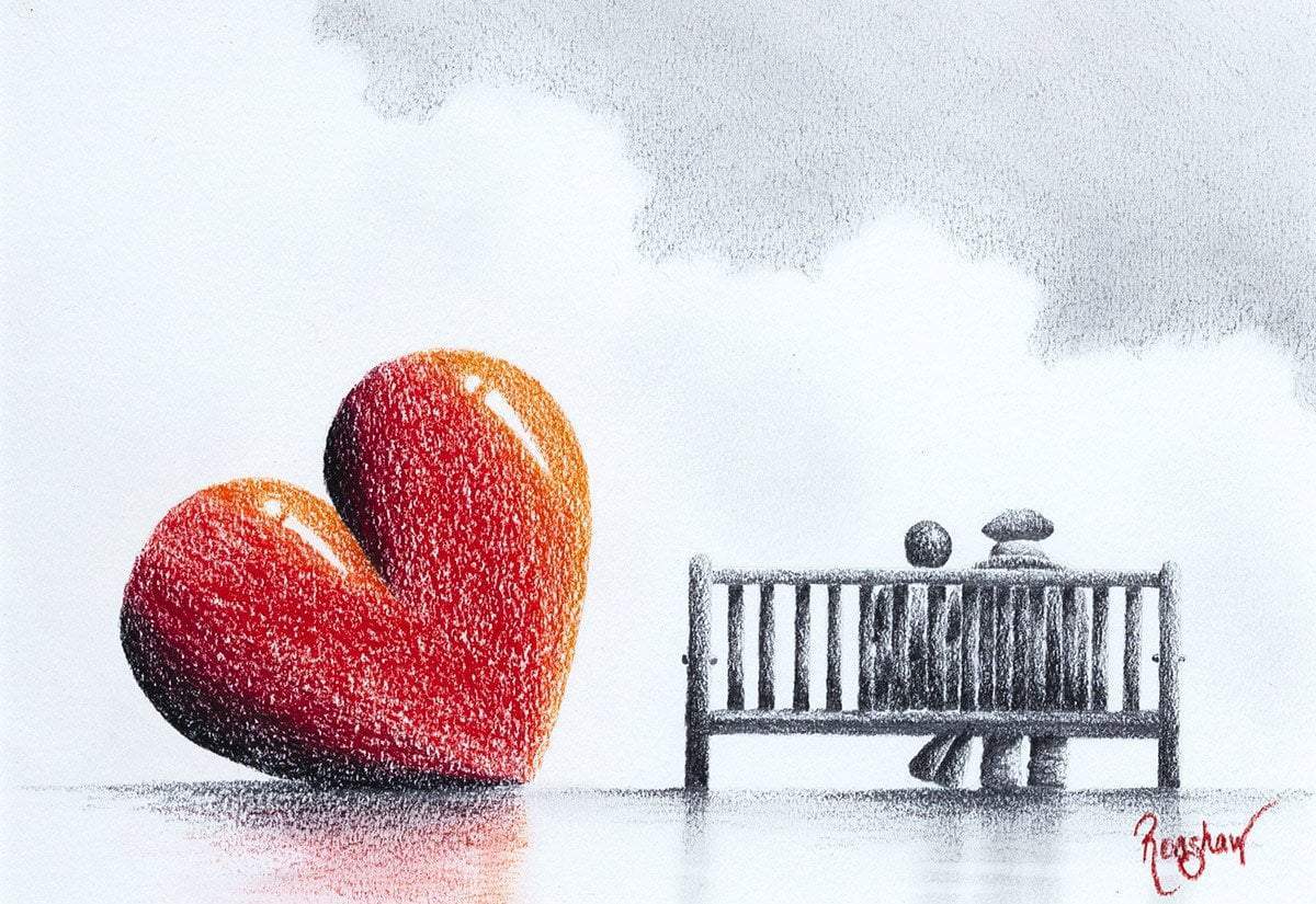 Sitting with You - Sketch - SOLD by artist David Renshaw - Wyecliffe Galleries
