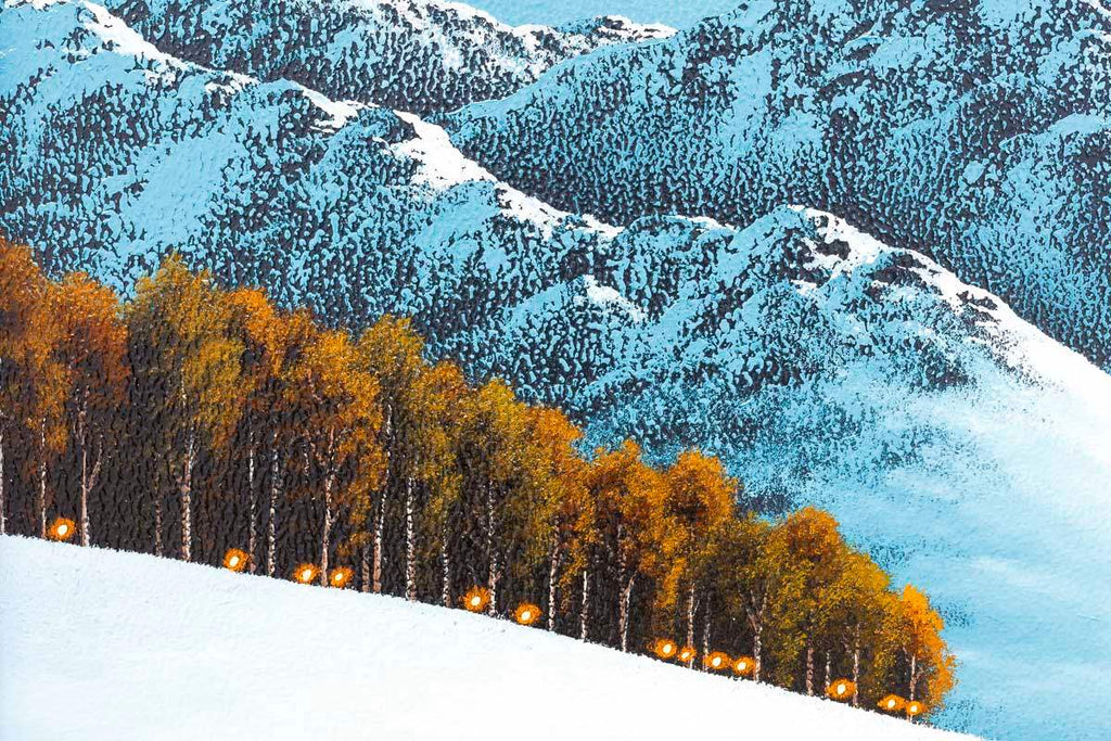 Ski Slope Lovers - Original - SOLD by artist David Renshaw - Wyecliffe Galleries