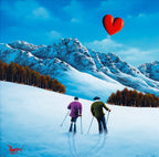 Ski Slope Lovers - Original - SOLD by artist David Renshaw - Wyecliffe Galleries